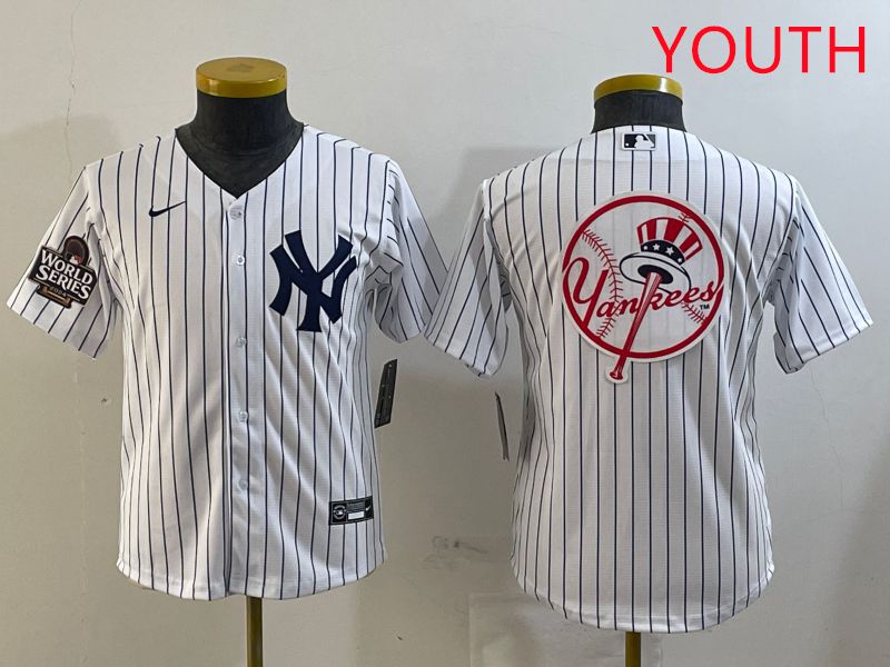 Youth New York Yankees Blank White Stripe Game 2025 Nike MLB Jersey style 12